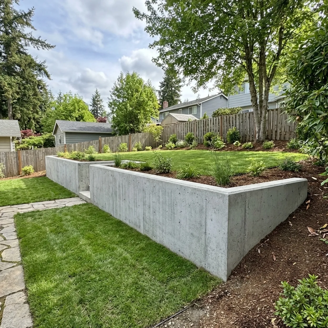 Concrete retaining wall built by Madison Superior Concrete