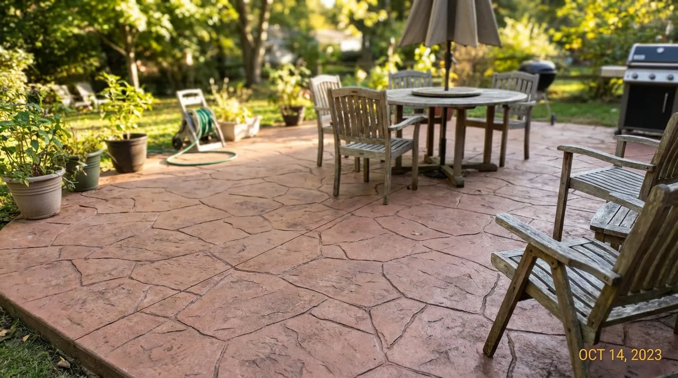 Stamped decorative concrete patio in Madison, AL